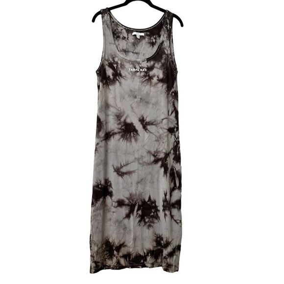 Wear By Erin Andrews Tie Dye Tampa Bay Buccaneers Ribbed Tank Midi Dress Gray XL - Picture 1 of 7